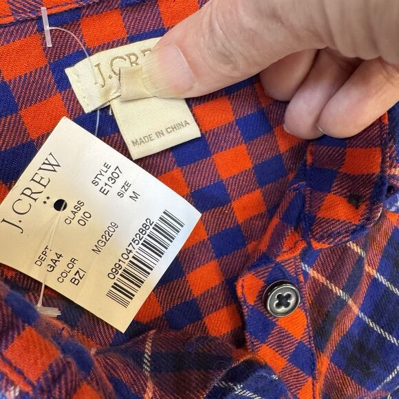J. Crew Tartan Plaid Flannel Shirt Dress - Blue/Red - Size M - NWT - Picture 4 of 8